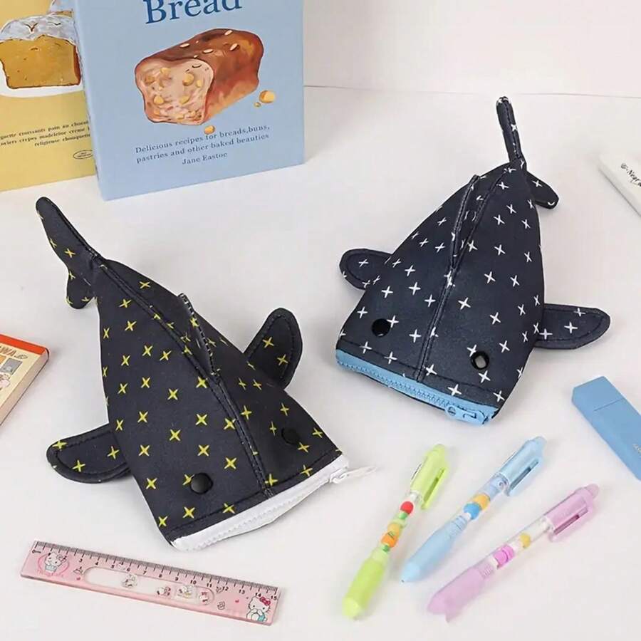 Innovative Creative Shark Mouth Pencil Case, Shark Mouth Zipper Pencil Case, Cute Shark Pencil Case, Large Capacity Multifunctional Creative Pencil Case, Student Stationery Storage Bag, Stationery Bag - 黑色 - 查看 1