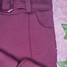Flare Pants Knitted Fabric Buckle - 酒紅色 - 查看 5
