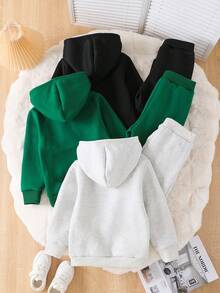 6pcs Young Boys Thermal Lined Letter Print Crew Neck Long Sleeve Sweatshirt And Letter Print Pants Set, 3-7 Years Old, Casual Sports, Outdoor Activities, Children Student Outfit - Multicolor - View 2