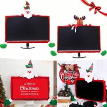 1 Pack Christmas Computer Monitor Border Cover TV Monitor Cover Elastic Laptop Computer Cover Santa Claus Elk Monitor Border Cover For Xmas Home Office Computer Decoration, Christmas - View 2