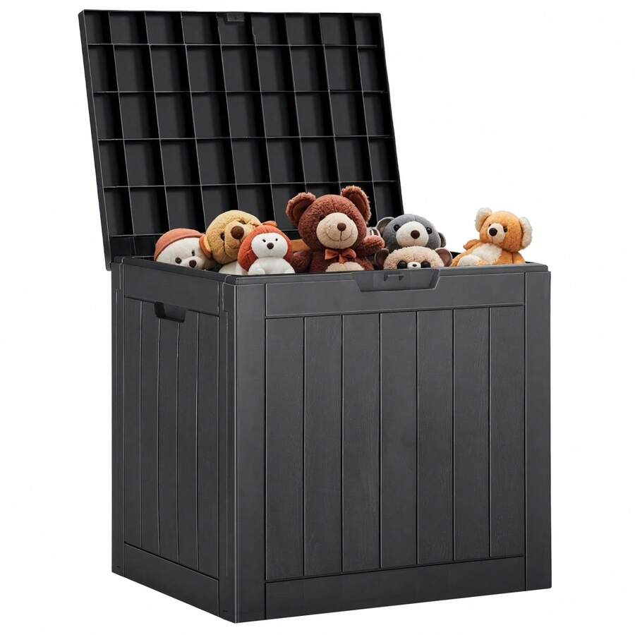 Outdoor Storage Box For The Courtyard, 31-Gallon Large-Capacity Waterproof And Sun-Resistant Resin Storage Container, Suitable For Both Indoor And Outdoor Use - màu đen - Xem 1