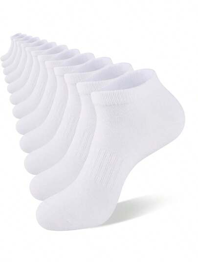 6 Pairs Men's Ankle Socks Cotton,White Anti Odor, Sweat Absorbing, Breathable Sports Cotton Socks