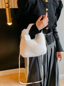 1pc Fairy Plush Bag Handbag Women's Fashion Single Shoulder Crossbody Bag Autumn/Winter Plush Bag Versatile Net Red Envelope Hang Tag Bag,Fashionable Fluffy Handbag, Plush Crossbody Bag For Women - Multicolor - View 11