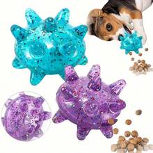 [Chew-Proof Dog Toy] Durable Chew-Proof Dog Toy Ball | Interactive Pet Chewer With Multiple Openings, Purple & Sparkling, For Small & Medium Dogs - Teeth Cleaning Dental Health, Anti-Choke Design, Easy-Clean Plastic Construction, Playful Pet Design - Multicolor - View 1