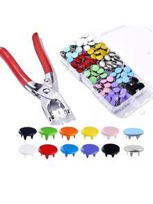 400pcs/100sets Five-Prong Snap Fastener Kit, Metal Snap Button Set With Manual Plier And Storage Box For DIY Crafts, Clothes, Hats, Bags (Random Color)