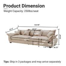 Modular Sectional Sofa, Sailing Design Sofa With Storage, Removable Backrest, Modern Deep Seat Sofa With Throw Pillows For Living Room Bedroom Apartment,Light Khaki - 淺卡其色+天鵝絨+3座+泡沫 - 查看 3