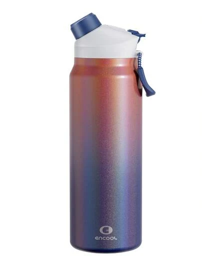 32盎司不锈钢保温水瓶，双层壁设计，防漏，带吸管和吸嘴盖，可放入杯架，适合运动、健身和旅行。