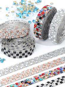 4/1Piece Self-Adhesive Sparkling Diamond Ribbon Set, 4/2 Yards Total - Crystal Embellishments For Diy Crafts, Clothing, Phone & Party Accessories