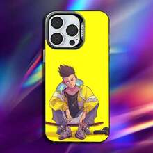 Custodia per telefono del gioco Cyberpunk E-Edgerunners, compatibile con 16, 15, 14, 13, 12, 11, Pro, Max, Plus, Mini, XS, SE, antiurto, nera opaca, con paraurti rigido