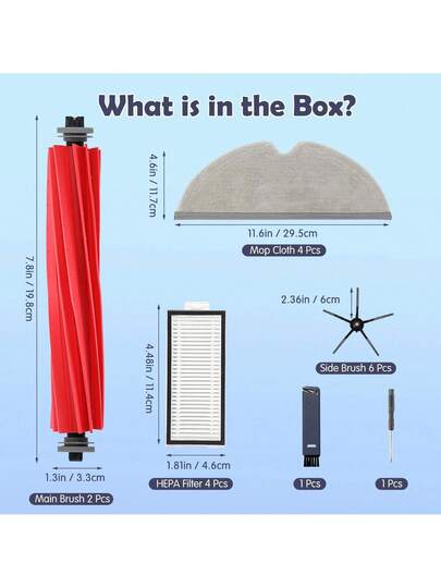 Q7 Accessories Kit Replacement Compatible Roborock Q7+ Max Max+ Robot Vacuum, Main Brush, Mop Cloth Pads, Side Brushes, Washable Filter, Tool (Not M5) view 7