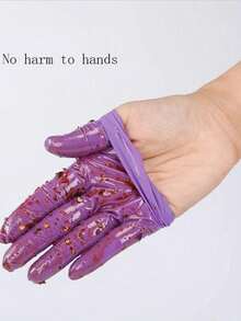 A Box Of 100pcs Containing Nitrile Gloves For Household Kitchen Dishwashing, Waterproof And Durable Cleaning Products, Household Gloves, And Cleaning Gloves - Purple - View 3