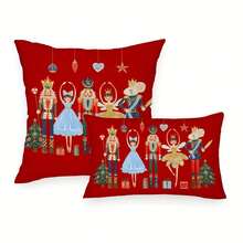 2pcs Christmas Red Cushion Covers - Nutcracker, Clara, Christmas Tree Print Pillow Covers, 18x18 Inches/11.81x19.69 Inches | With Zipper Closure | For Living Room, Room Decoration, Sofa And Bedroom (Filling Not Included) Great For Christmas Decorations, Christmas Party Home Decor Christmas Decorations Home