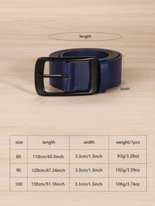 1条男士藏蓝色商务休闲针扣皮带，加大码腰带，合金扣裤带，生日礼物