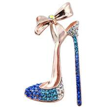 1 pieza Broche de lazo con rhinestones elegante, accesorio de moda con diseño de tacón alto adecuado para trajes, cárdigans y chales de mujer, adornado con rhinestones brillantes