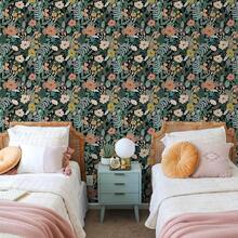 Simon&Siff Colorful Floral Peel And Stick Contact Paper, 17.3"X120" Watercolor Small Flower Self Adhesive Wallpaper Floral Wallpaper For Bedroom Living Room Cabinet, Covering 14.42 Sq.Ft - Xanh lá/Hồng - Xem 4