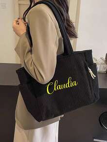 Bolsa de Ombro Personalizável com Nome Personalizado para Mulheres, Nova Série de Outono/Inverno 2025, Bolsa de Mão da Moda, Bolsa de Ombro Dobrável de Grande Capacidade e Leve, Bolsa de Ombro Clássica para o Dia a Dia, Adequada para Ir ao Trabalho, Compras, Escola, Férias, Viagens, como Presente de Aniversário, Presente de Feriado para Mãe, Irmã, Amiga, Namorada