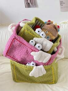 1 pièce Panier de rangement mignon, panier de rangement pour jouets et collations de petits monstres, panier de rangement pliable de grande capacité pour l'organisation et le rangement du bureau, de la chambre, du salon, pour divers articles, décoration de la maison