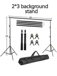 1 Set Adjustable Photography Backdrop Stand Kit, 2 Tripods, 4 Clips, Connectable Crossbars And Carrying Bag, Sizes 2*2/2*3/2.6*3/2.8*3m, Suitable For New Year, Wedding, Party Photography, Projection And Movie Screen Frame, Event Decoration - Black - View 14