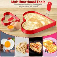 6 Pcs Heart Pancake Mold Fried Heart Shape Fried Egg Ring Set Stainless Steel Pancake Molds With Silicone Handle For Christmas Gifts Cooking Breakfast Omelette Sandwich Red 4 Inch 6 Inch