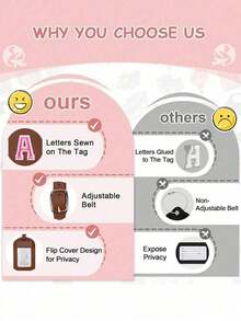 1 Etichetta per bagaglio con iniziale approvata TSA, con ricamo a lettera rosa su asciugamano, etichetta per bagaglio in pelle PU personalizzata con lettera da A a Z e scheda aziendale con pellicola protettiva, etichetta da viaggio bianca e carina a forma di lettera per uomo e donna, accessori da viaggio come zaino, borsa da palestra, bagaglio, essenziali per il ritorno a scuola