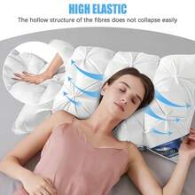 1PC Luxury 5-Star Hotel Quality Pillow Queen Size, Deep Comfort, Soft& Plush, Cover With Zipper, Easy-Care, Elegant Style, Versatile Use, Year-Round - White - View 11