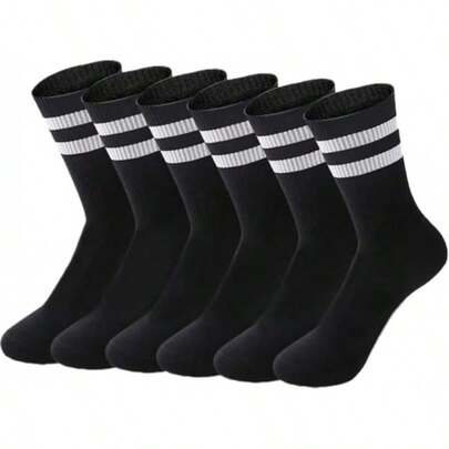 6 Pares Calcetines de Algodón para Hombre y Mujer, Calcetines Yoga Deportivos Rayas, Sport Socks, blancos, negros o combinados
