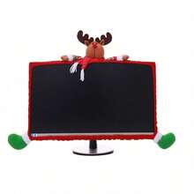 1 Pack Christmas Computer Monitor Border Cover TV Monitor Cover Elastic Laptop Computer Cover Santa Claus Elk Monitor Border Cover For Xmas Home Office Computer Decoration, Christmas - View 9