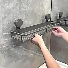 1 个吸盘储物架，无需钻孔浴室储物架，铝制淋浴篮 - 壁挂式节省空间的架子，用于放置洗发水、护发素和沐浴产品
