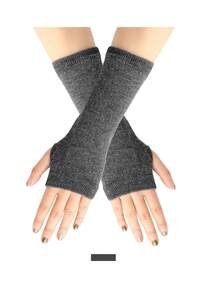 1 par de guantes sin dedos tejidos con calentadores de brazos a rayas, diseño con agujero para el pulgar, regalos para hombres y mujeres