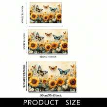 1 pièce Tapis de bain, tapis de cuisine, paillasson imprimé tournesol en fausse laine confortable - microfibre super douce, convient pour la cuisine, la salle de bain, le paillasson décoratif