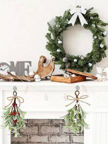 2 peças de visco artificial com bagas, enfeite de visco nevado para pendurar no Natal, flores artificiais de Natal, enfeites para árvore de Natal, para decoração de árvore de Natal, guirlanda DIY, embrulho de presentes de Natal, decoração de lareira, decoração de casa para festas de casamento, decoração de Natal para quarto, decoração de Natal de inverno, presentes de Natal para casa, decoração de Natal - Multicolorido - Ver 5