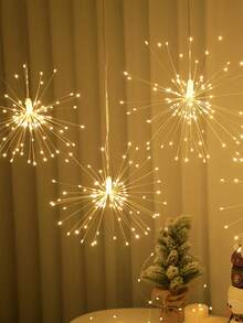1PC LED Copper Wire Fireworks Hanging Light, Christmas Decoration Light String, Outdoor Decoration Color Light Remote Control Gift Flower Light String, Holiday And Birthday Party Decoration, Home, Living Room, Bedroom Decoration Light, Hanging Fireworks Light - Cylindrical Battery Box + Remote Control - View 4