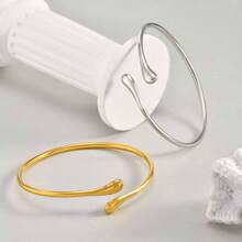 Plain Women's Cuff Bracelet, Adjustable Teardrop Opening Bracelet, Modern Niche Design Bracelet - Vàng - Xem 4