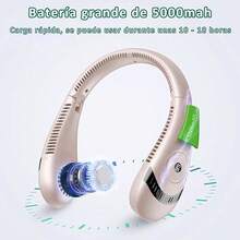 DQST Ventilador de Cuello, Ventilador de Cuello Portátil, 3 Velocidades de Viento, Recargable, Pantalla de Potencia, 5000 mAh, Batería de Larga Duración, Se Puede Utilizar en Interiores y Exteriores. - rosa - Ver 4