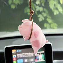 [Heart Hanging Rope Pig]Cute Little Pig Car Pendant Interior Hanging Decoration Rearview Mirror Hanging Ornament Car Creative Decoration For Men And Women - 1個 - 查看 5