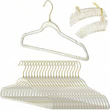 5/10 piezas Perchas de acrílico transparente Perchas de plástico con brillo Perchas para trajes antideslizantes y ahorradoras de espacio Perchas de ropa resistentes con muescas antideslizantes Perchas de ropa transparentes de plástico para armarios de adultos, perchas de lavandería ahorradoras de espacio para vestidos y trajes