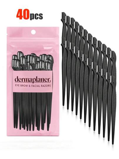 1/3/6/12/24/40pcs/Set Multicolor Grooming Eyebrow Razor & Shaver Set, Safety Eyebrow Trimmer & Shaver, Exfoliating Dermaplaning Tool, Body Hair Removal Trimmer And Face & Eyebrow Razor Set Long Handle Safety Blade With Precision Cover Women Eyebrow Shaping Tools Suitable For Or Travel Use