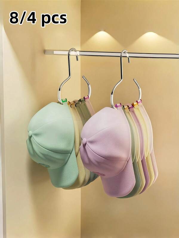 4/8 قطعة شماعة قبعة، أداة تخزين القبعات 1 شماعة يمكن أن تعلق 8 قبعات علوية، تعليق داخل خزانة غرفة النوم للقبعة البيسبول، شماعة متعددة الوظائف لعرض القبعات، بدون آثار، بدون حاجة إلى خطاف - شماعات توفير مساحة في الخزانة - مناسبة ل- الأحزمة والربطات والأوشحة والكامسول والقبعات والصدريات والأحذية والحقائب وبنطلون الفستان والأحذية الجينز والأحذية والتنانير لغرفة النوم ، حفل الكشف عن الجنس ، مناسبة للأعياد والحفلات والزفاف ، هدية مثالية للزملاء والأصدقاء والعائلة ، عودة إلى المدرسة