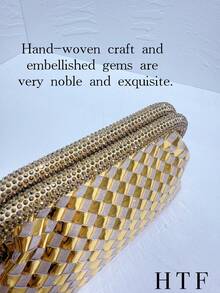 Women Evening Bag PU Leather Luxury Clutch Bag Woven Prom Evening Women Bag Party Banquet Bag Minimalist Sequins Envelope Crossbody Evening Party Bags For Women, Perfect For Party, Wedding, Prom, Dinner/Banquet