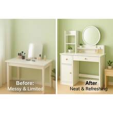 Compact Dressing Table With Lighted Mirror & Drawers - Space-Saving Storage Vanity For Small Bedrooms, Makeup Nooks Gift For Christmas
