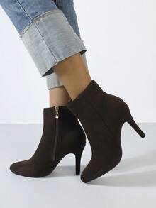 Timesize Fall/Winter Ankle Boots, Fashion Boots, High Heel Boots, Super High Heel Boots,Kitten Heel Boots,Stiletto Heels - Chocolate Brown - View 4