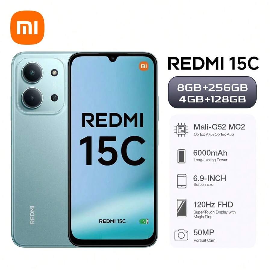 Xiaomi 小米 Redmi 15C 8GB+256GB 6GB+128GB 联发科 Helio G81 Ultra 处理器 5000 万像素 6.9 英寸水滴屏 6000mAh 电池 双卡双待 + MicroSD - 薄荷綠 - 查看 1