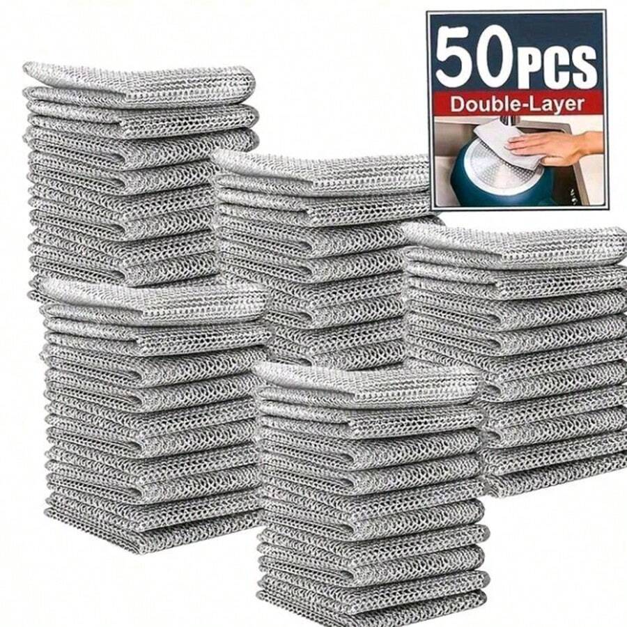 [Miếng cọ rửa bằng thép tái sử dụng] Miếng cọ rửa bằng thép không gây trầy xước | Có thể tái sử dụng và giặt được - Dễ dàng loại bỏ dầu mỡ, bụi bẩn - Thích hợp cho nhà bếp, phòng tắm và phòng ăn - Nhiều màu - Xem 1