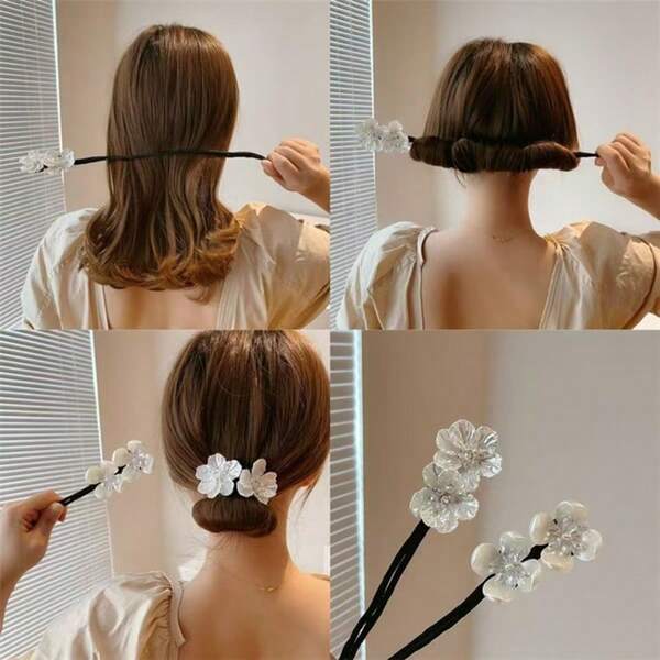 1PC Korean New Super Fairy Shell Flower Bun Hairpin Hairpin Device Internet Celebrity Slouchy Petal Braid Hair Styling Tool, Hair Band, Hair Hoop