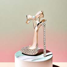 1 pieza Broche de lazo con rhinestones elegante, accesorio de moda con diseño de tacón alto adecuado para trajes, cárdigans y chales de mujer, adornado con rhinestones brillantes