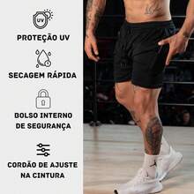 Men's 2-In-1 Imported Compression Shorts – Sports, Gym, Running, Fitness, Quick Dry, High Performance - màu đen - Xem 4