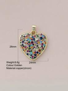 1pc Cute Heart-Shaped Copper Pendant, Handmade DIY For Necklace, Bracelet, Earrings, Suitable As Christmas Gift