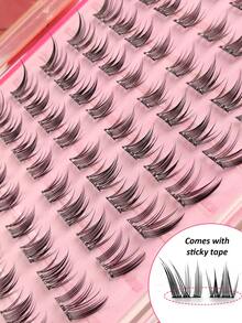 Sibeuna 80/160/240pcs Self-Adhesive Thick Voluminous 10-14mm Mixed Length Eyelash Set, No Glue Needed Spiky Cartoon Style Self-Adhesive DIY Eyelash Extension Kit, Pre-Glued Self-Adhesive Natural Fine C-Curl Eyelash Clusters No Glue False Eyelashes - C - 查看 5