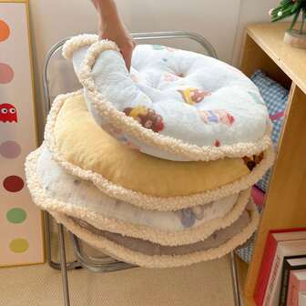 1PC Round Throw Pillow, Cute Cartoon Design, Comfortable Soft Plush Pillow Seat Pad Cushion For Couch, Chair, Floor, Sofa, Couch Accessories, Floor Seating, Playful Design, Durable Polyester, Cozy Fabric, Novelty Cushion, Decorative Pillowcase, Cozy Living Space, Home Decor Lovers