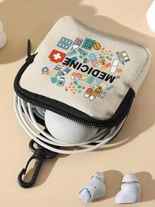 Geantă compactă pentru medicamente și portofel pentru monede, cu buzunar sigur cu fermoar și clemă tip carabină, husă/organizator multifuncțională din poliester durabil pentru medicamente, consumabile, monede și obiecte mici, geantă de călătorie portabilă și ușoară, cu imprimeu vibrant distractiv și design grafic jucăuș, ideală pentru profesioniștii din domeniul sănătății, studenți, lucrători de birou și călători, utilizare zilnică perfectă, ziua de naștere, Crăciun, Anul Nou, Ziua Îndrăgostiților, cutie de pastile pentru cadouri de la întoarcerea la școală, organizator de medicamente, geantă de depozitare a medicamentelor pentru călătorii în aer liber, articole esențiale, geantă de prim ajutor.